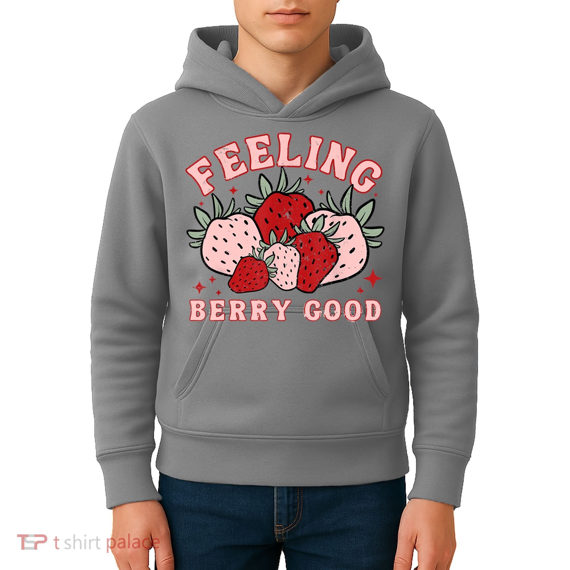 Retro Strawberry Feeling Berry Good Positive Mind Happy Life Kids Hoodie