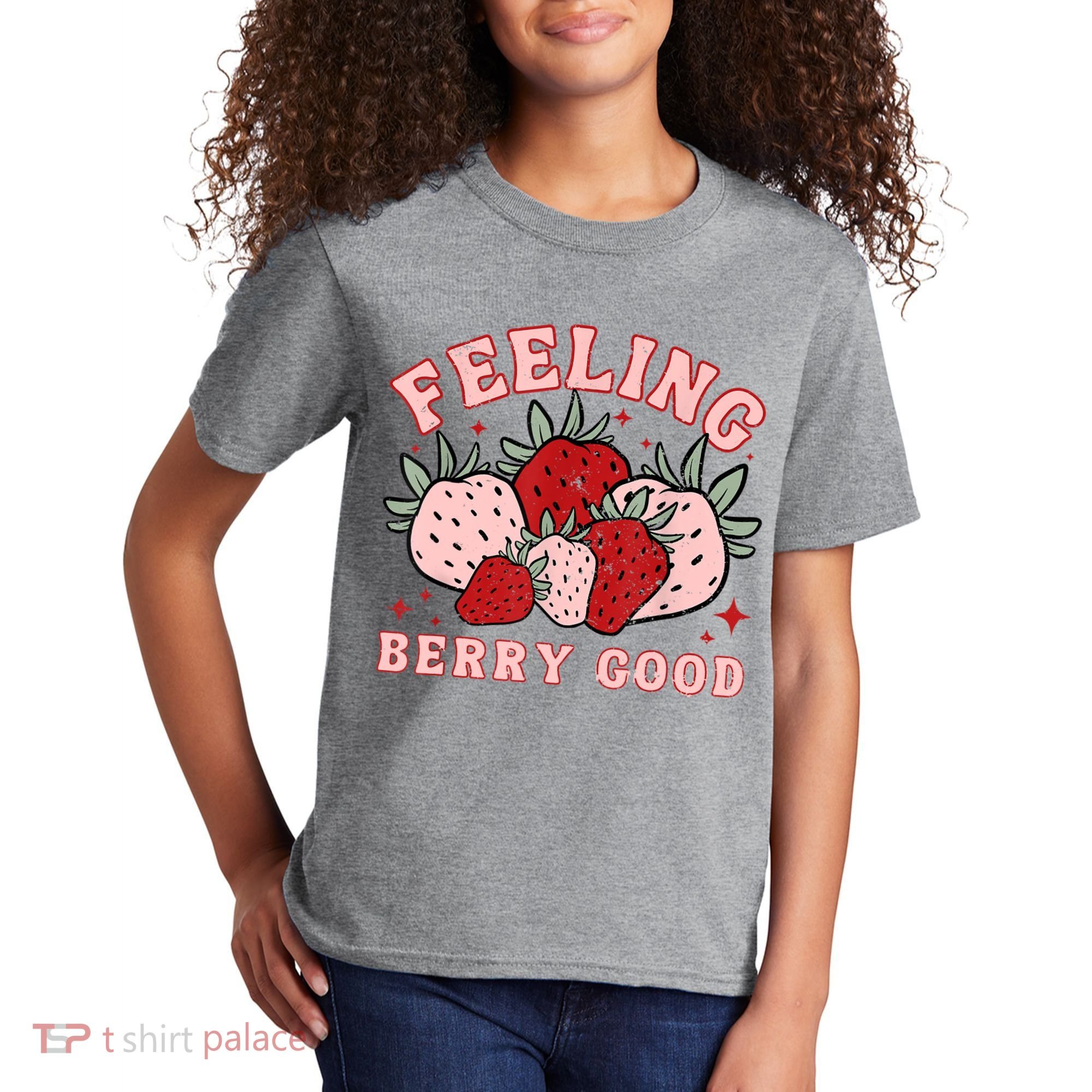 Retro Strawberry Feeling Berry Good Positive Mind Happy Life Kids T-Shirt