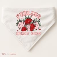 Retro Strawberry Feeling Berry Good Positive Mind Happy Life USA-Made Doggie Bandana thumb 0