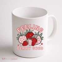 Retro Strawberry Feeling Berry Good Positive Mind Happy Life Coffee Mug thumb 1