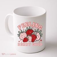 Retro Strawberry Feeling Berry Good Positive Mind Happy Life Coffee Mug thumb 0