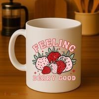 Retro Strawberry Feeling Berry Good Positive Mind Happy Life Coffee Mug thumb 4