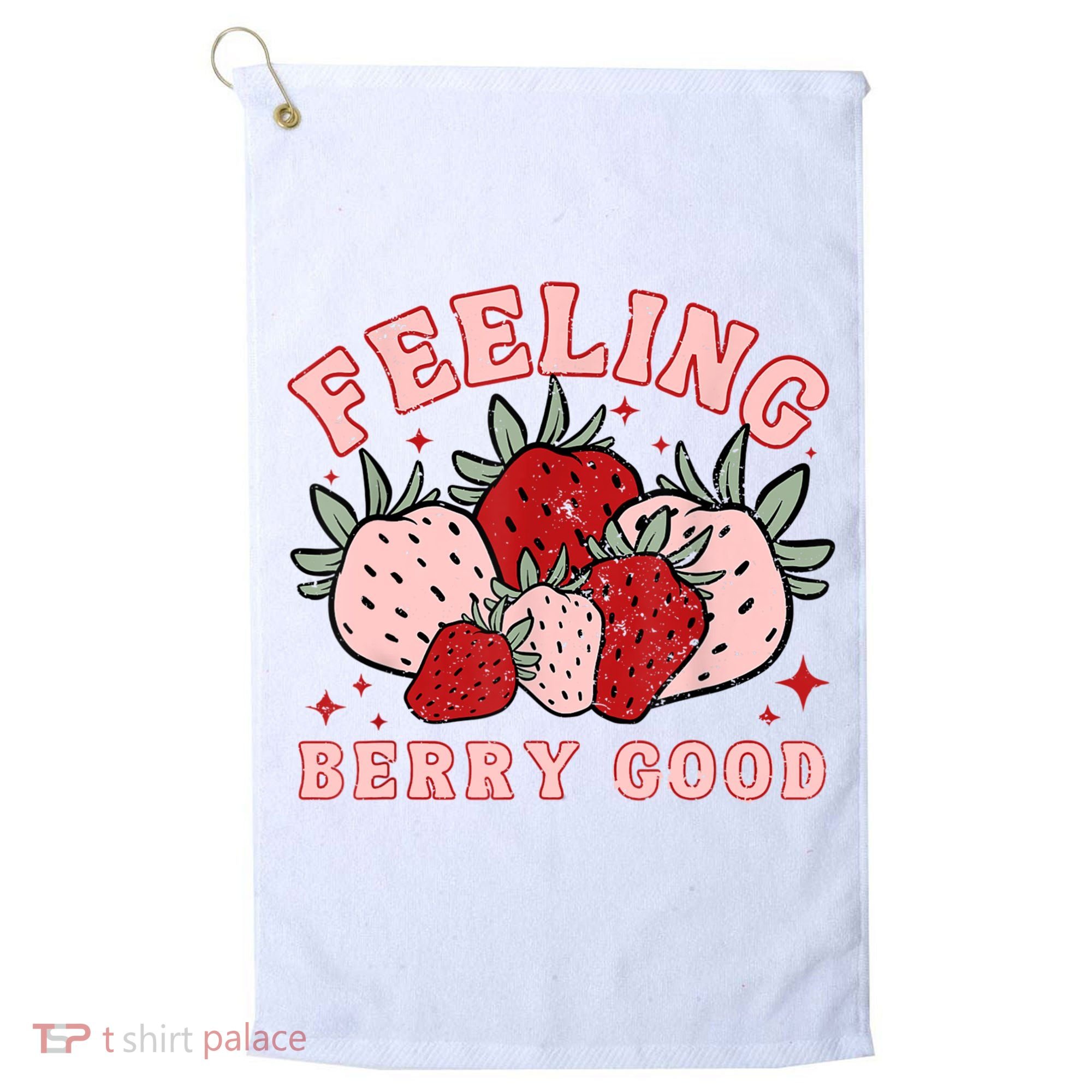 Retro Strawberry Feeling Berry Good Positive Mind Happy Life Golf Towel