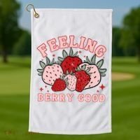 Retro Strawberry Feeling Berry Good Positive Mind Happy Life Golf Towel thumb 1