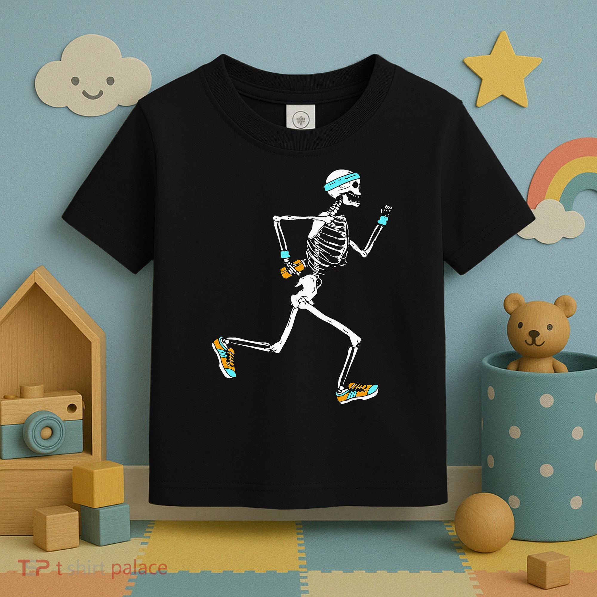 Running Skeleton Funny Toddler T-Shirt
