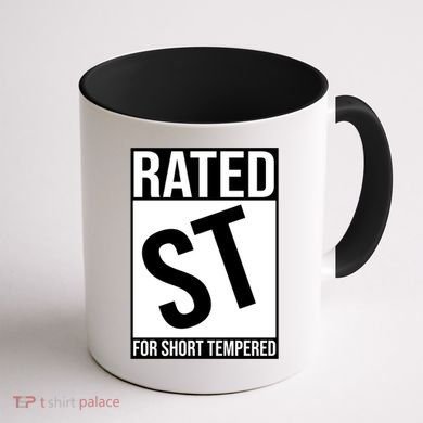 Rated ST For Short Tempered Funny Meme Coffee Mug back