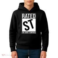 Rated ST For Short Tempered Funny Meme Kids Hoodie thumb 4