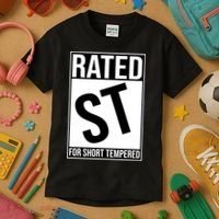 Rated ST For Short Tempered Funny Meme Kids T-Shirt thumb 3