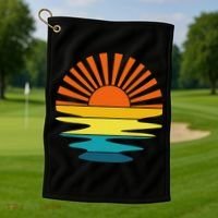 Retro Sunshine For And Women Sunset On The Beach Golf Towel thumb 1