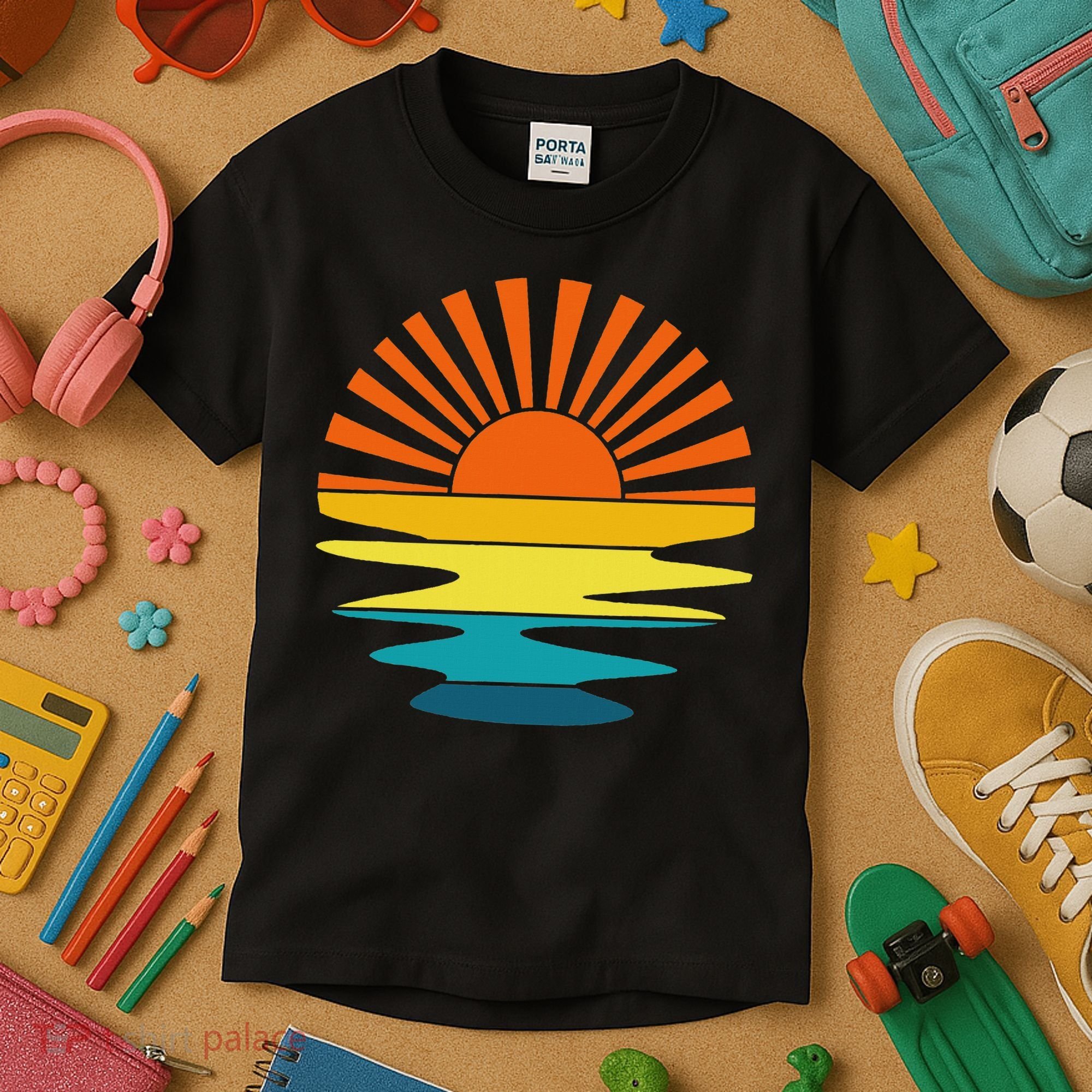 Retro Sunshine For And Women Sunset On The Beach Kids T-Shirt