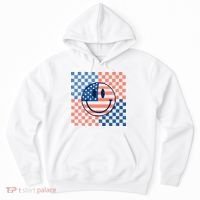 Retro Smiley Face American Flag 4th Of July Patriotic Hoodie thumb 0
