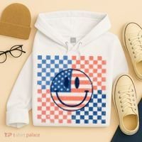 Retro Smiley Face American Flag 4th Of July Patriotic Hoodie thumb 4