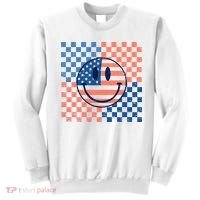 Retro Smiley Face American Flag 4th Of July Patriotic Sweatshirt thumb 0