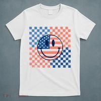 Retro Smiley Face American Flag 4th Of July Patriotic T-Shirt thumb 5