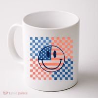 Retro Smiley Face American Flag 4th Of July Patriotic Coffee Mug thumb 0