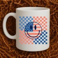 Retro Smiley Face American Flag 4th Of July Patriotic Coffee Mug thumb 2