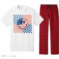 Retro Smiley Face American Flag 4th Of July Patriotic Pajama Set thumb 0
