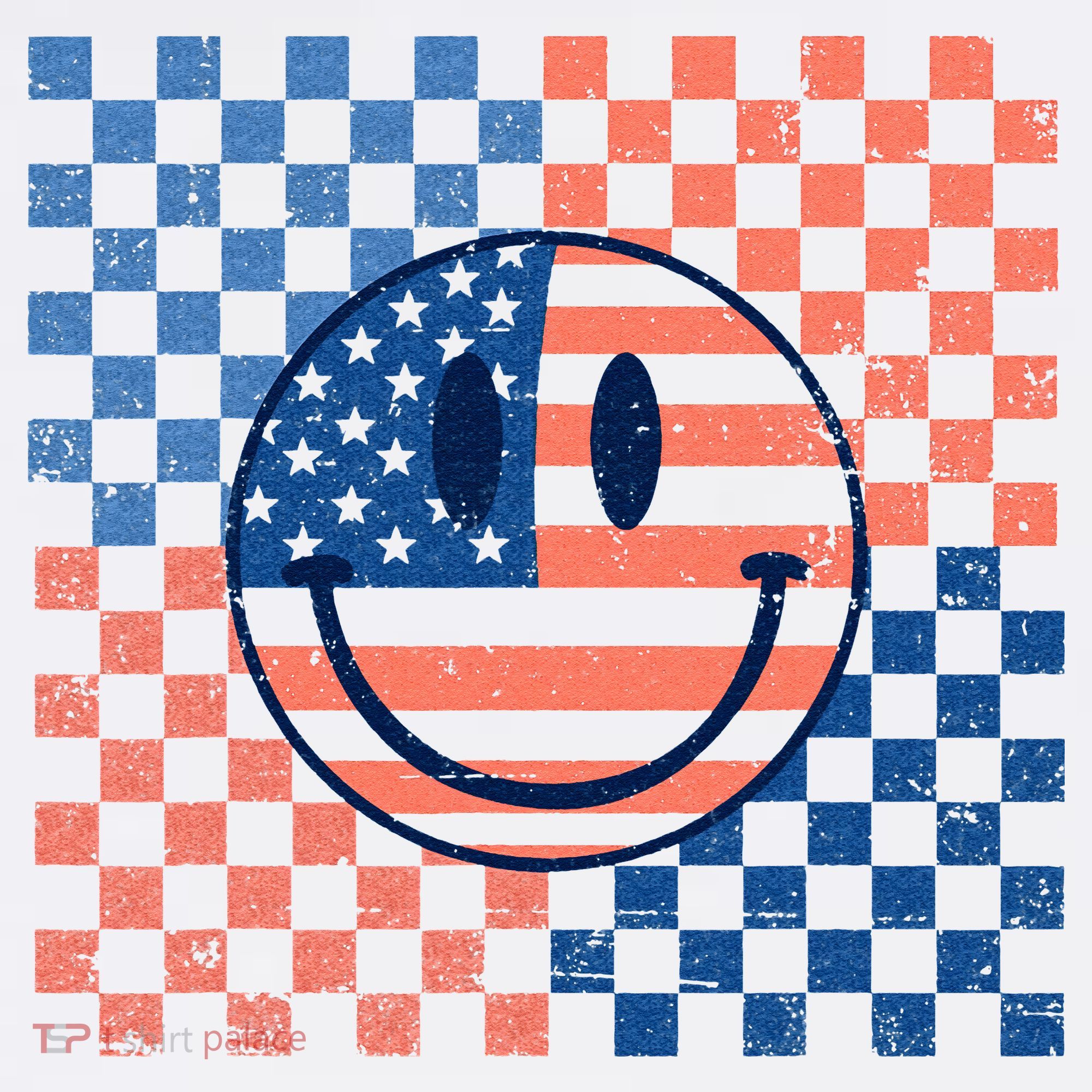 Retro Smiley Face American Flag 4th Of July Patriotic Polo
