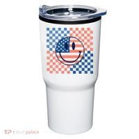 Retro Smiley Face American Flag 4th Of July Patriotic Tumbler thumb 0