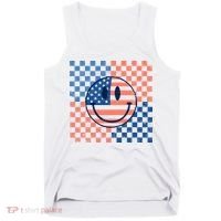 Retro Smiley Face American Flag 4th Of July Patriotic Tank Top thumb 0
