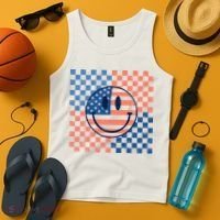 Retro Smiley Face American Flag 4th Of July Patriotic Tank Top thumb 4