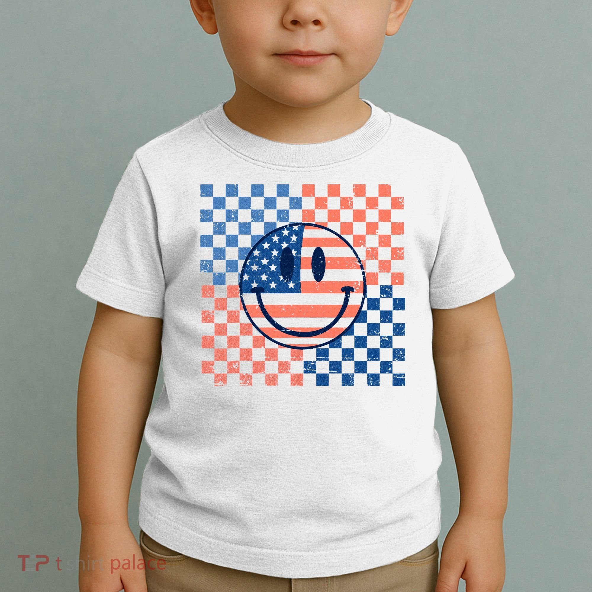 Retro Smiley Face American Flag 4th Of July Patriotic Toddler T-Shirt