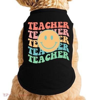 Retro Smiley Face Teacher Colorful Doggie Tank