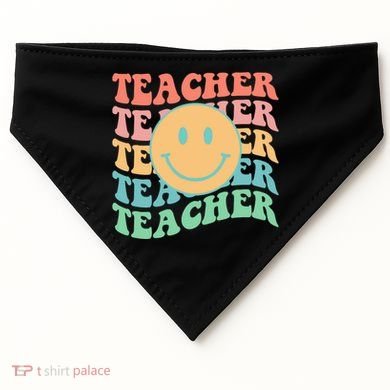 Retro Smiley Face Teacher Colorful USA-Made Doggie Bandana