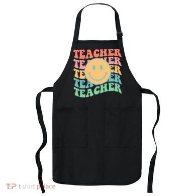 Retro Smiley Face Teacher Colorful Apron