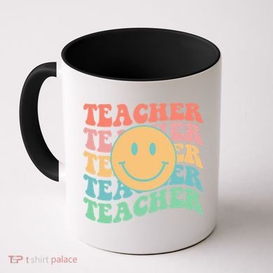Retro Smiley Face Teacher Colorful Coffee Mug