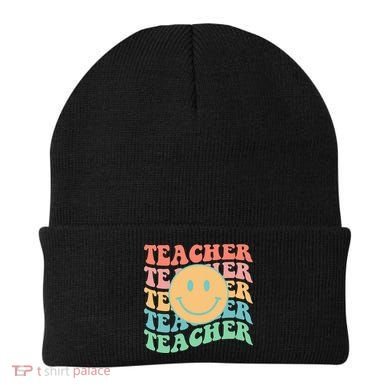 Retro Smiley Face Teacher Colorful Beanie