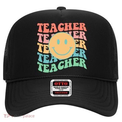Retro Smiley Face Teacher Colorful Hat