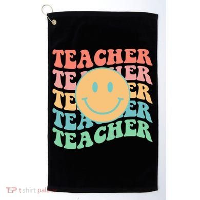 Retro Smiley Face Teacher Colorful Golf Towel