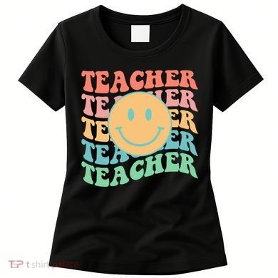 Retro Smiley Face Teacher Colorful Women's T-Shirt