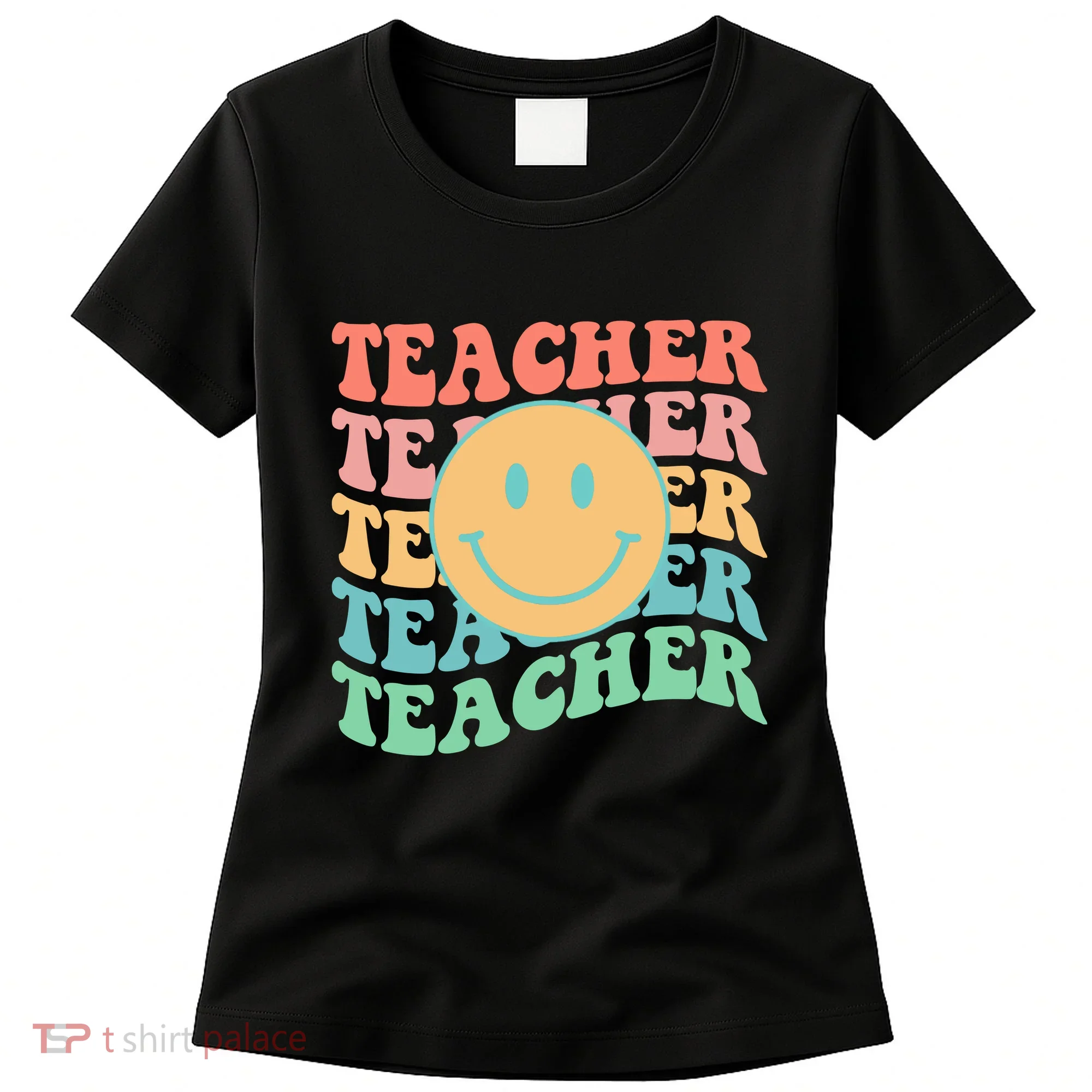 Retro Smiley Face Teacher Colorful Women's T-Shirt