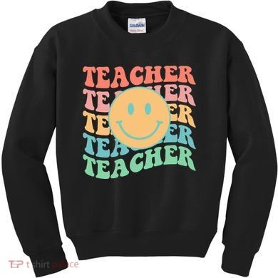 Retro Smiley Face Teacher Colorful Kids Sweatshirt
