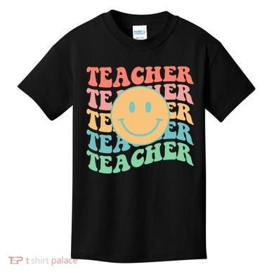 Retro Smiley Face Teacher Colorful Kids T-Shirt