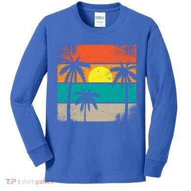 Retro Summer Funny Beach Life Vintage Kids Long Sleeve Shirt