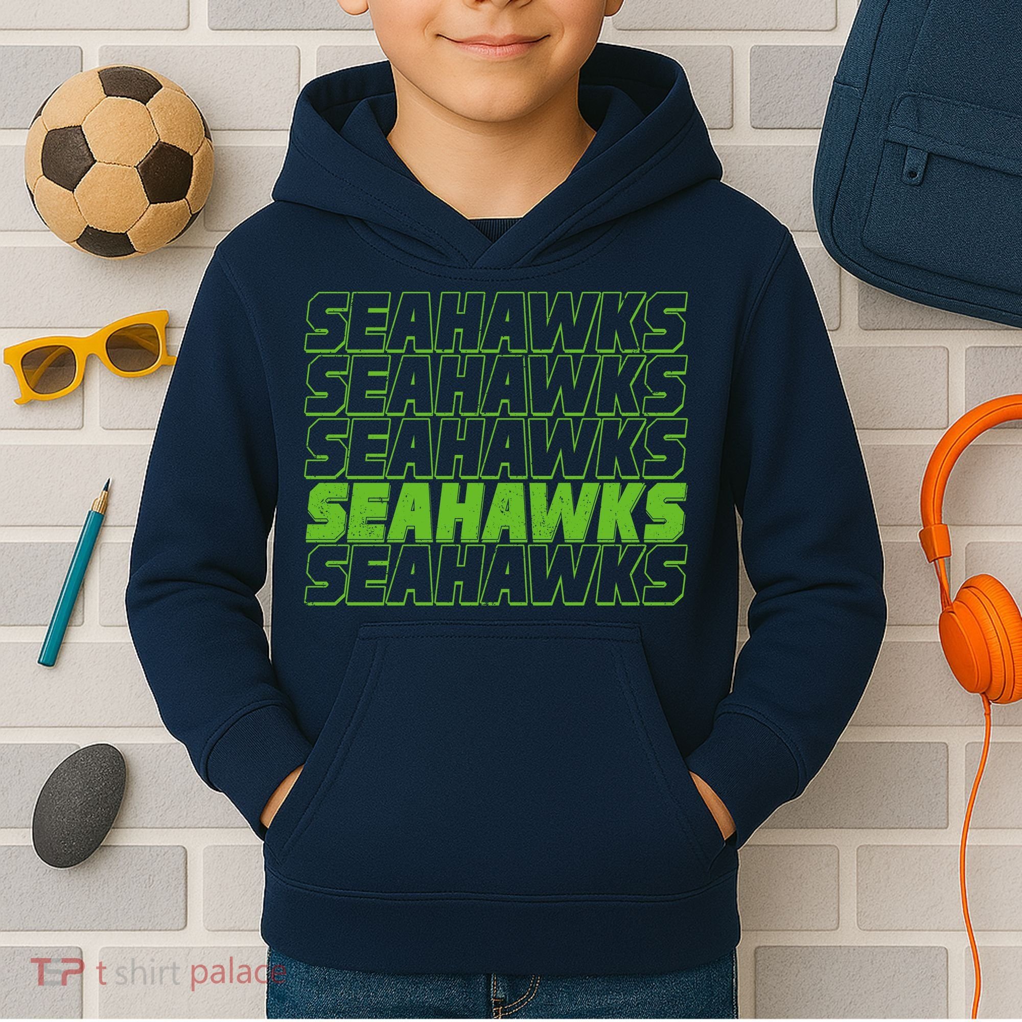 Retro Seahawks Football  Kids Hoodie