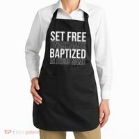 retro Set free unashamed baptized in Jesus name Apron thumb 2