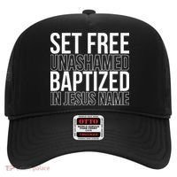 retro Set free unashamed baptized in Jesus name Hat thumb 0