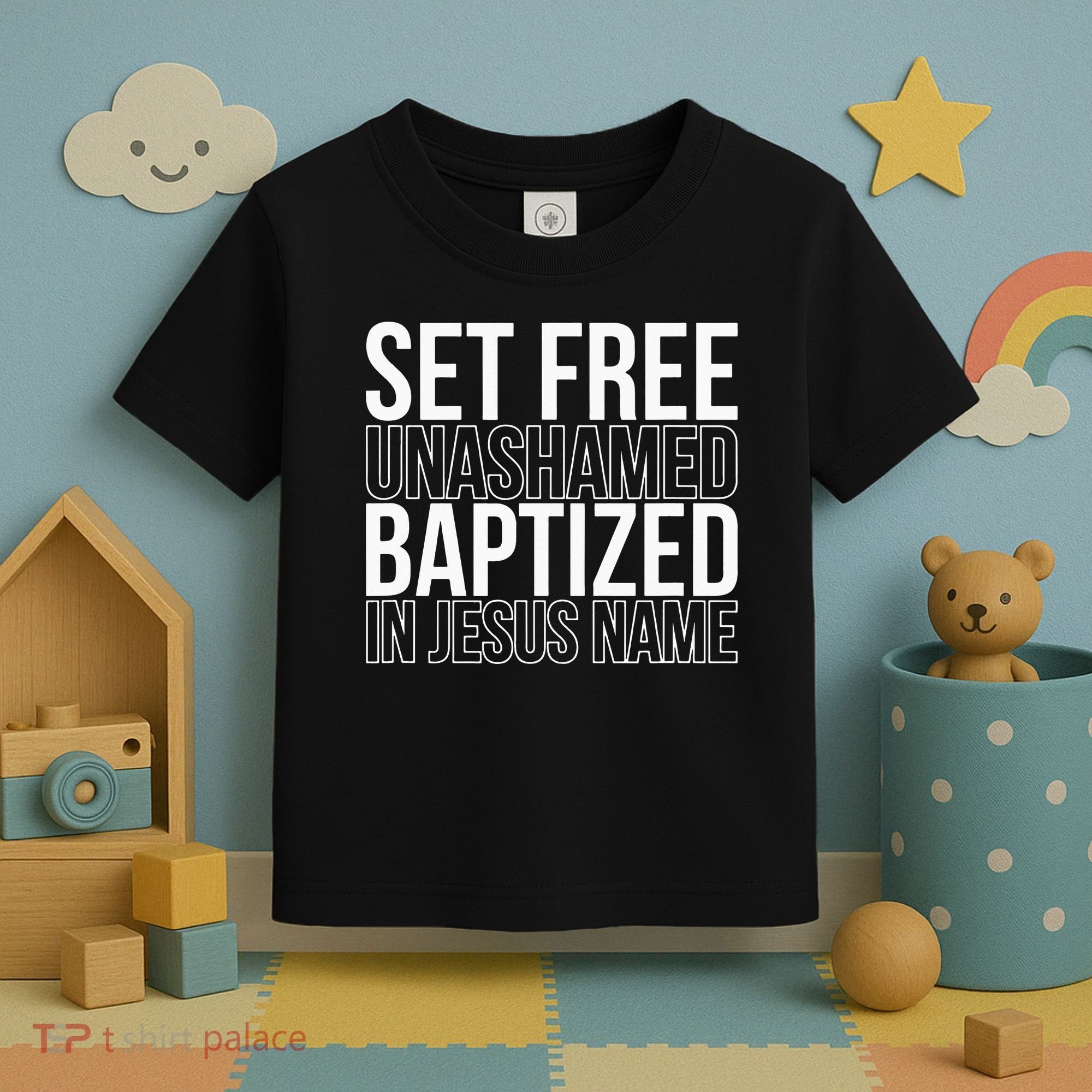 retro Set free unashamed baptized in Jesus name Toddler T-Shirt