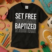 retro Set free unashamed baptized in Jesus name Kids T-Shirt thumb 3