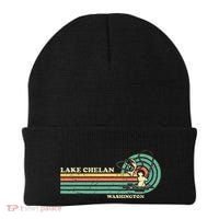 Retro Summer Fishing Washington Chelan Lake Beanie thumb 0