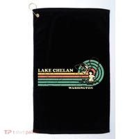 Retro Summer Fishing Washington Chelan Lake Golf Towel thumb 0