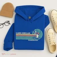 Retro Summer Fishing Washington Chelan Lake Hoodie thumb 4