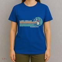 Retro Summer Fishing Washington Chelan Lake T-Shirt thumb 4