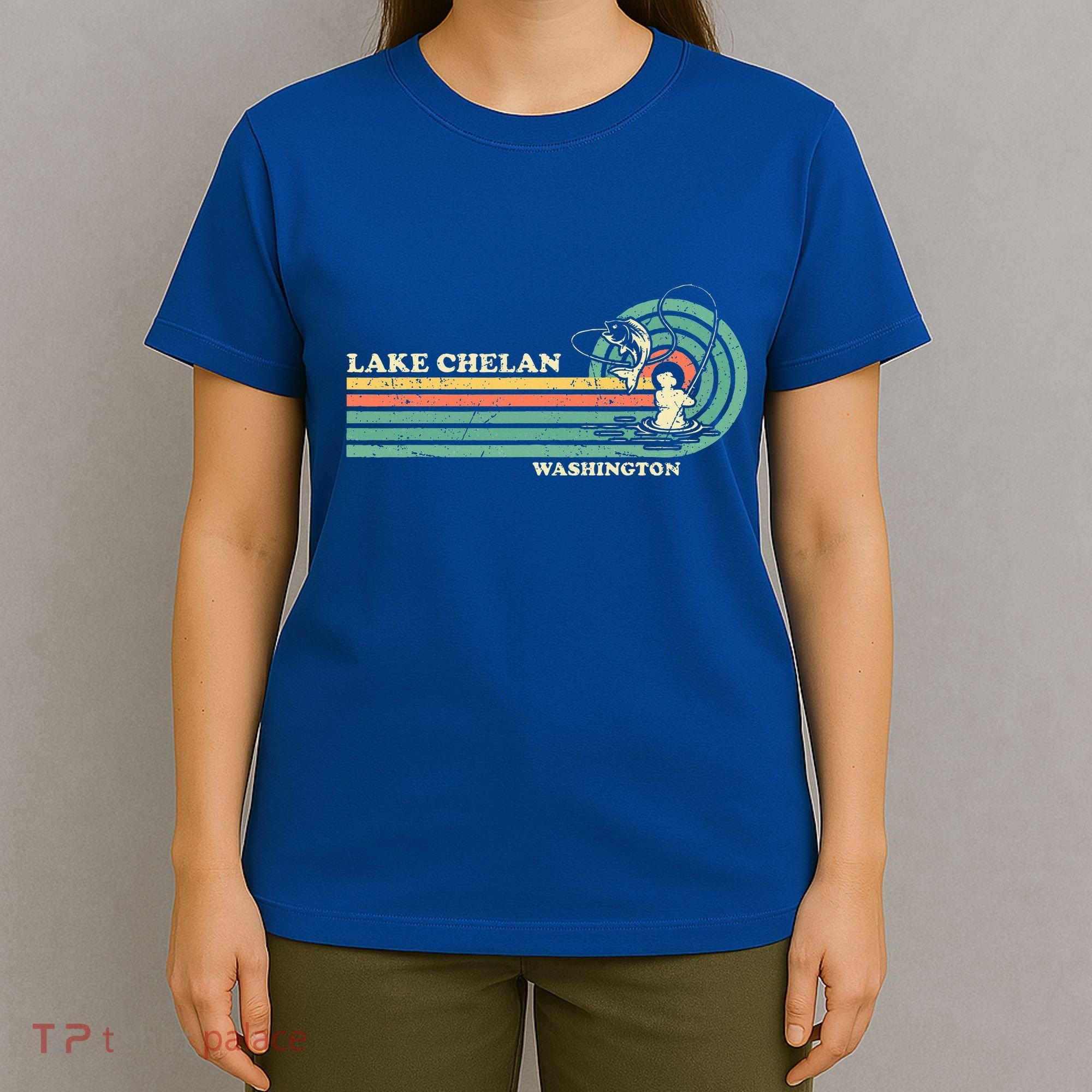 Retro Summer Fishing Washington Chelan Lake T-Shirt