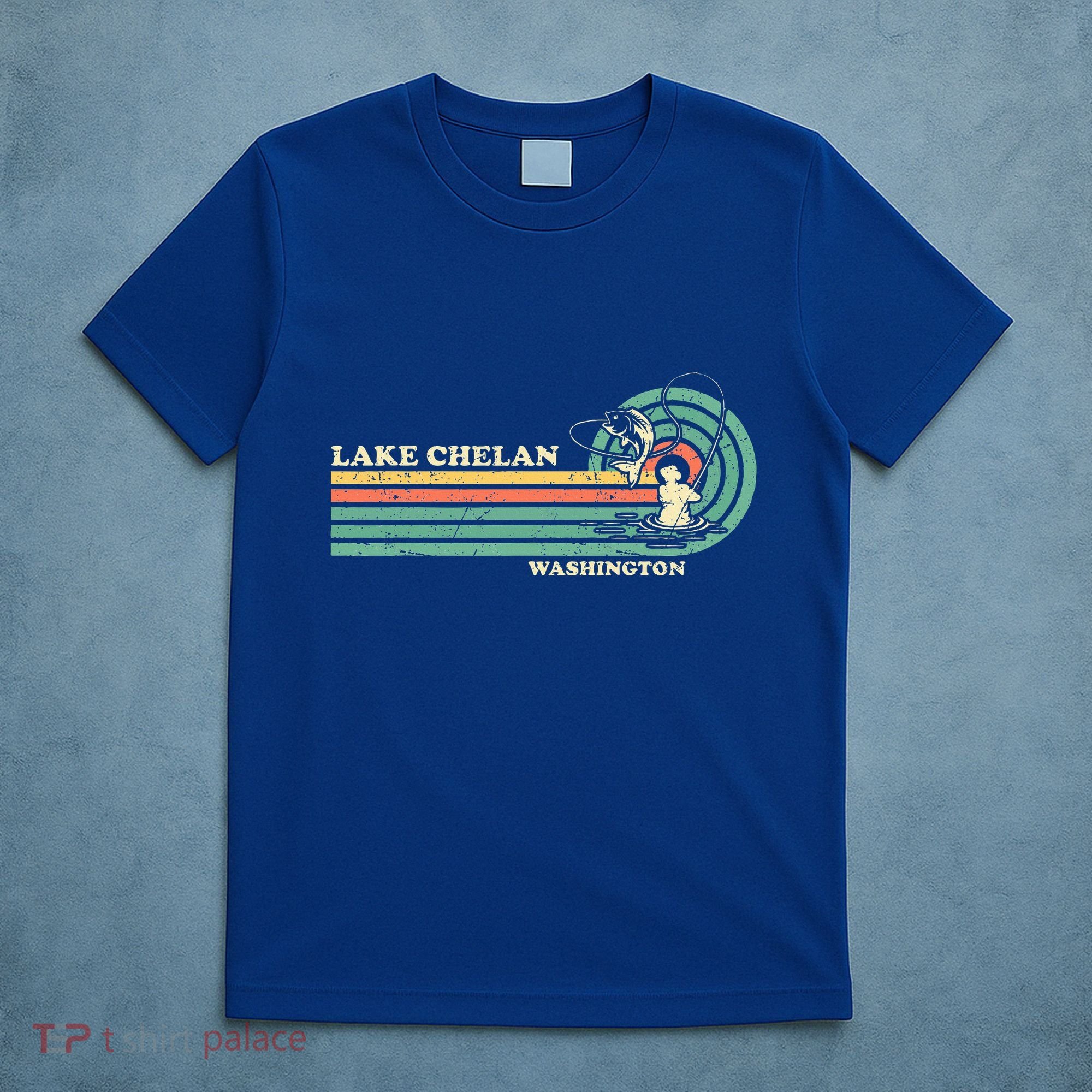 Retro Summer Fishing Washington Chelan Lake T-Shirt