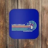 Retro Summer Fishing Washington Chelan Lake Coaster thumb 0